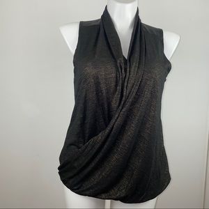 Rock & Republic Sleeveless Faux Wrap Shirt, Sz XL